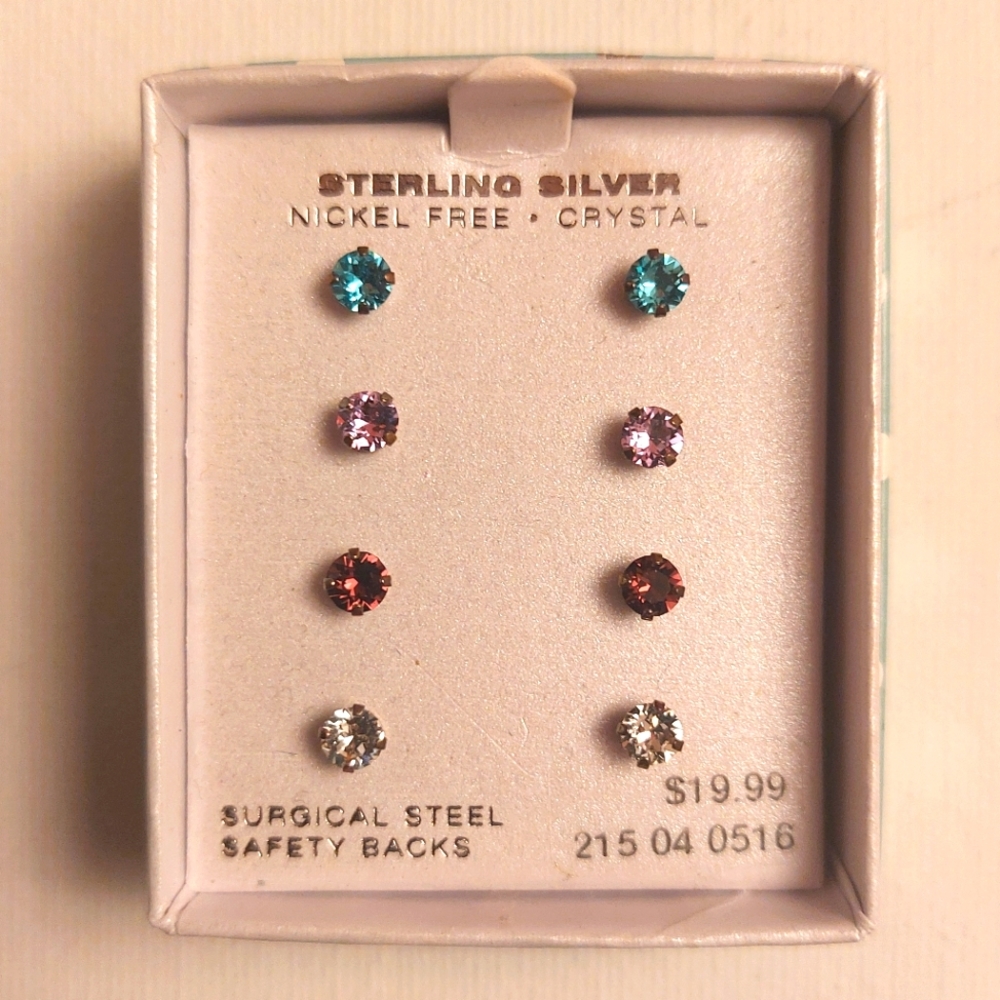 4 Pairs Sterling Silver Earrings